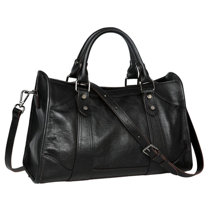 Iswee Black Genuine Leather Purse Crossbody Bags for Women Hobo Bags Designer Shoulder Bag and Handbag Satchel Purses Tote Women Top-handle Bag (Black)