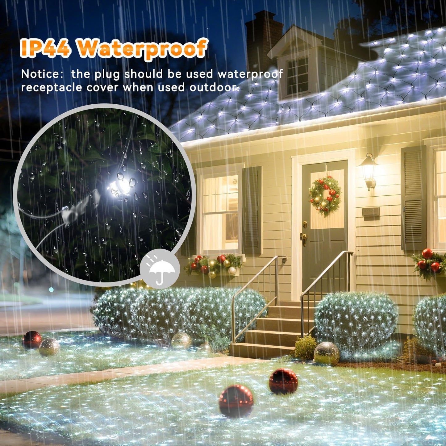 LitHome 21FT x 5FT Christmas Net Lights Outdoor Mesh Lights, 360 LED Cool White Christmas Net Light 8 Modes, Connectable Giant Mesh Light Waterproof Green Wire for Bushes Tree Garden Party Decor