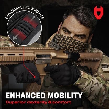 NoCry Water Resistant Tactical Shooting Gloves for Men with Soft Padded Knuckle Guards and Reinforced Palm with Non-Slip Grip — Ideal Heavy Duty Black Airsoft Gloves