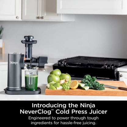 Ninja NeverClog Cold Press Juicer, Powerful Slow Juicer with Total Pulp Control, Countertop, Electric, 2 Pulp Functions, Dishwasher Safe, 2nd Generation, Charcoal, JC151