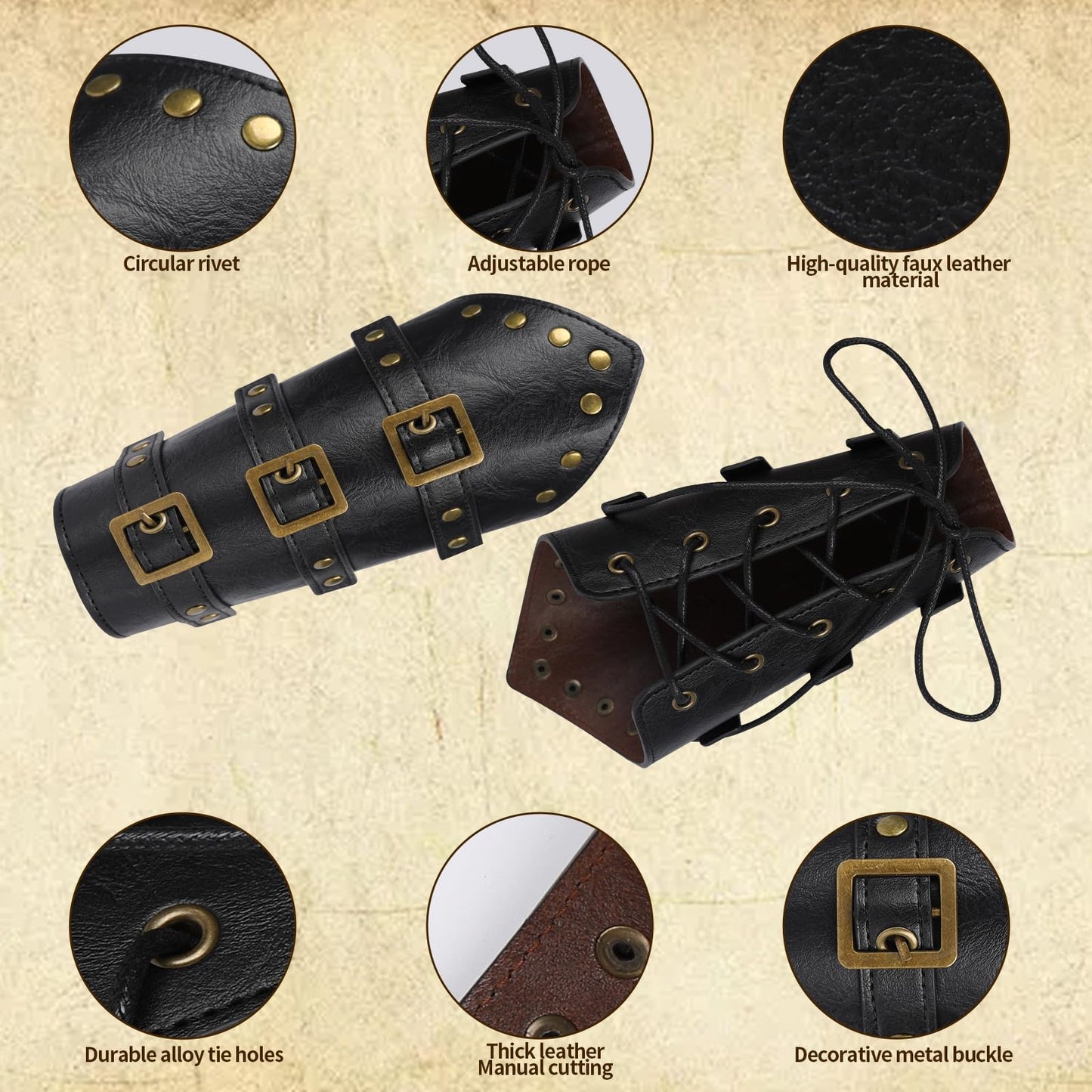 YAIZLBCA 4 PCS Renaissance Accessories, Medieval Renaissance Belt, Skirt Hike,Vintage Belt Pouch & Leather Bracers,Pirate Viking Fairy Costume Ren Faire Accessories