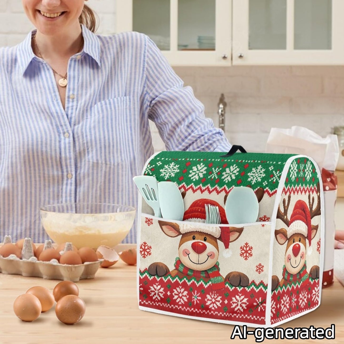 HUISEFOR Christmas Stand Mixer Cover 4.5-5 Quart Kitchen Mixer Cover Washable Food Processor Protective Covers Dust Protection Insulated Kitchen Decoration Gift for Christmas