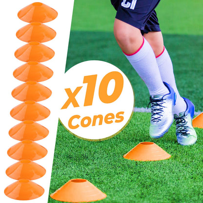 GHB Pro Agility Ladder Soccer Kick Trainer Set 20ft 12 Rung 10 Cones and 4 Stakes Speed Agility Football Training Equipment with Carrying Bag (Orange)