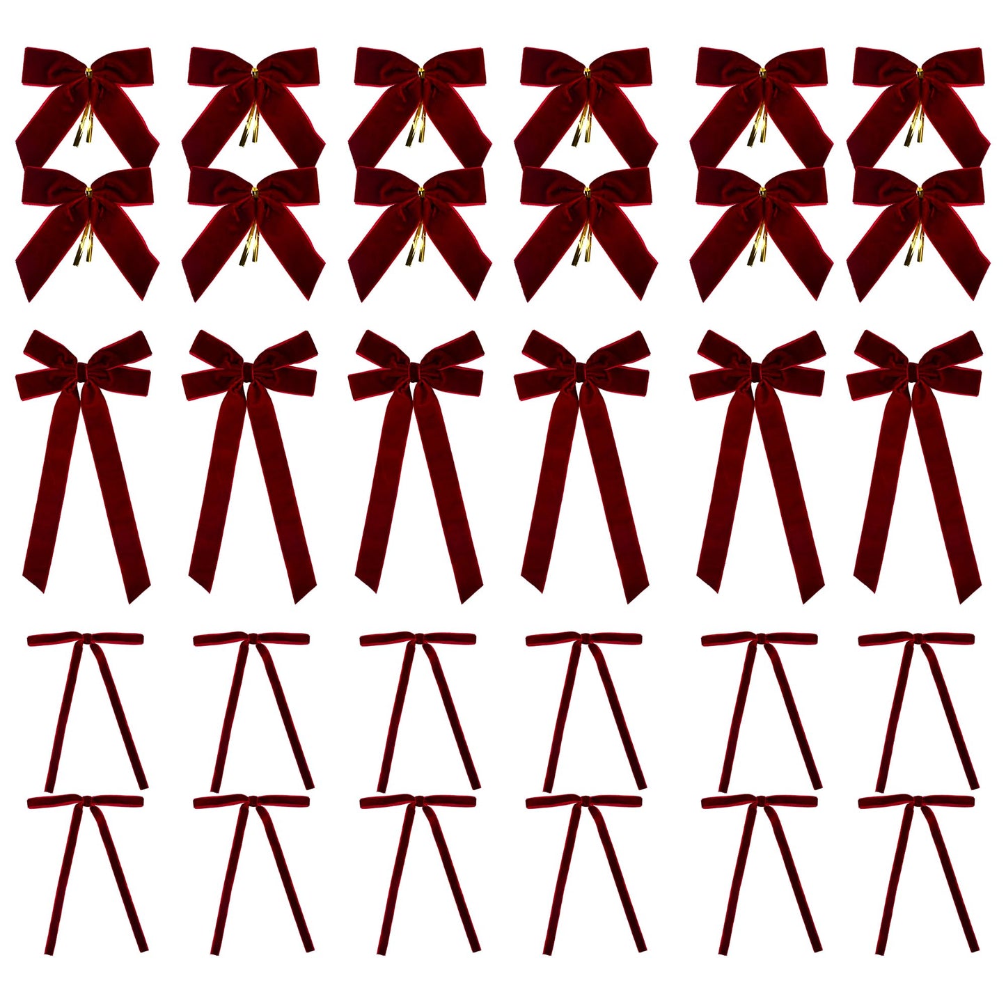 30PCS Velvet Ribbon Bows for Christmas Tree Decorations 3 Styles Christmas Bow for Home Party DIY Decorations