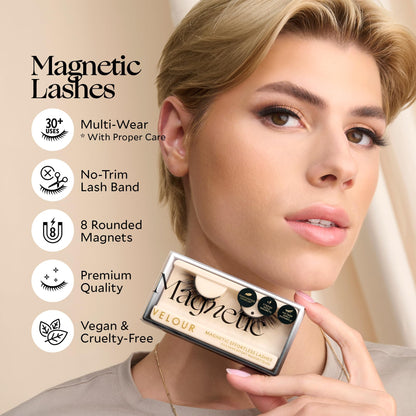 Velour Magnetic Eyelashes, Luxurious False Lashes, Reusable Eyelashes, Wear up to 30x & Vegan, All Eye Shapes, Natural Lashes, Magnetic Eyeliner not Included (Magnet Eyezed)