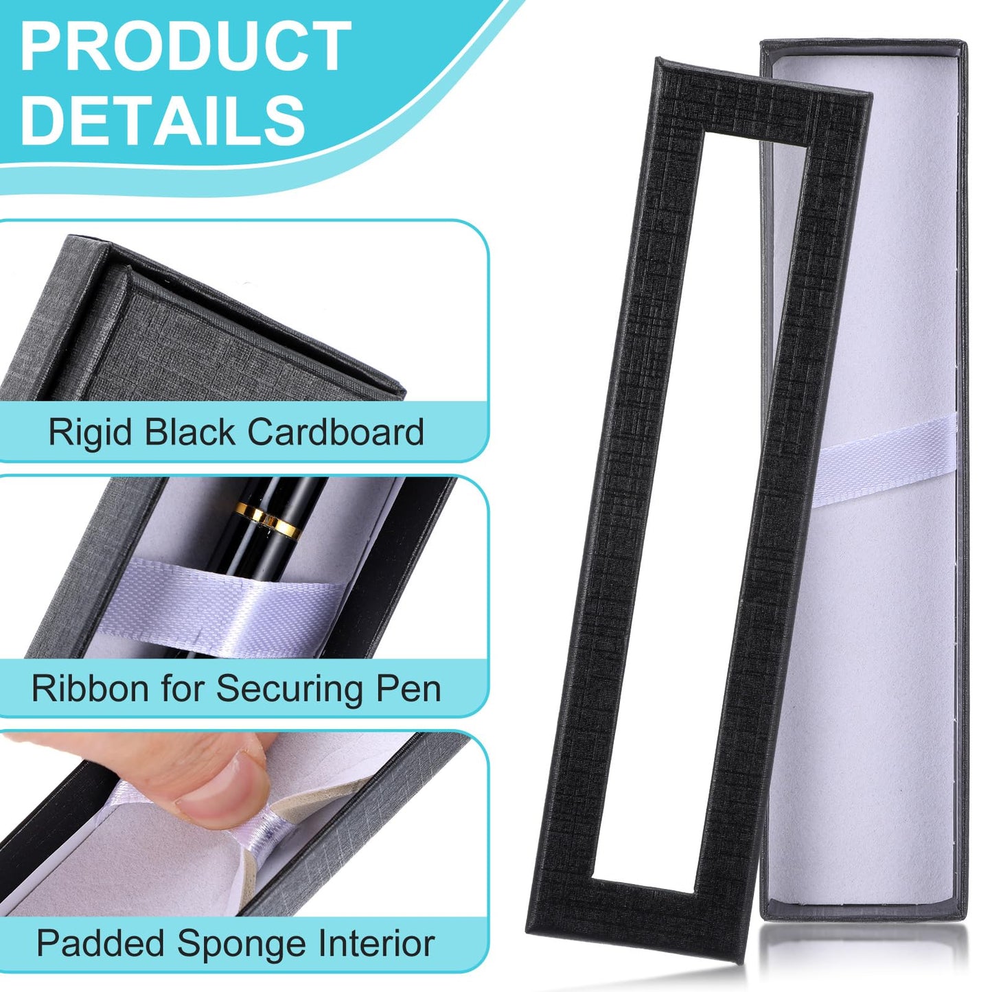 HOFURME 12 Pieces Empty Pen Gift Box Black Cardboard Case with Clear Window for Jewelry Pencil Ballpoint Fountain Pen Display for Christmas Gift Packing Business Birthday Souvenir Office Supplies