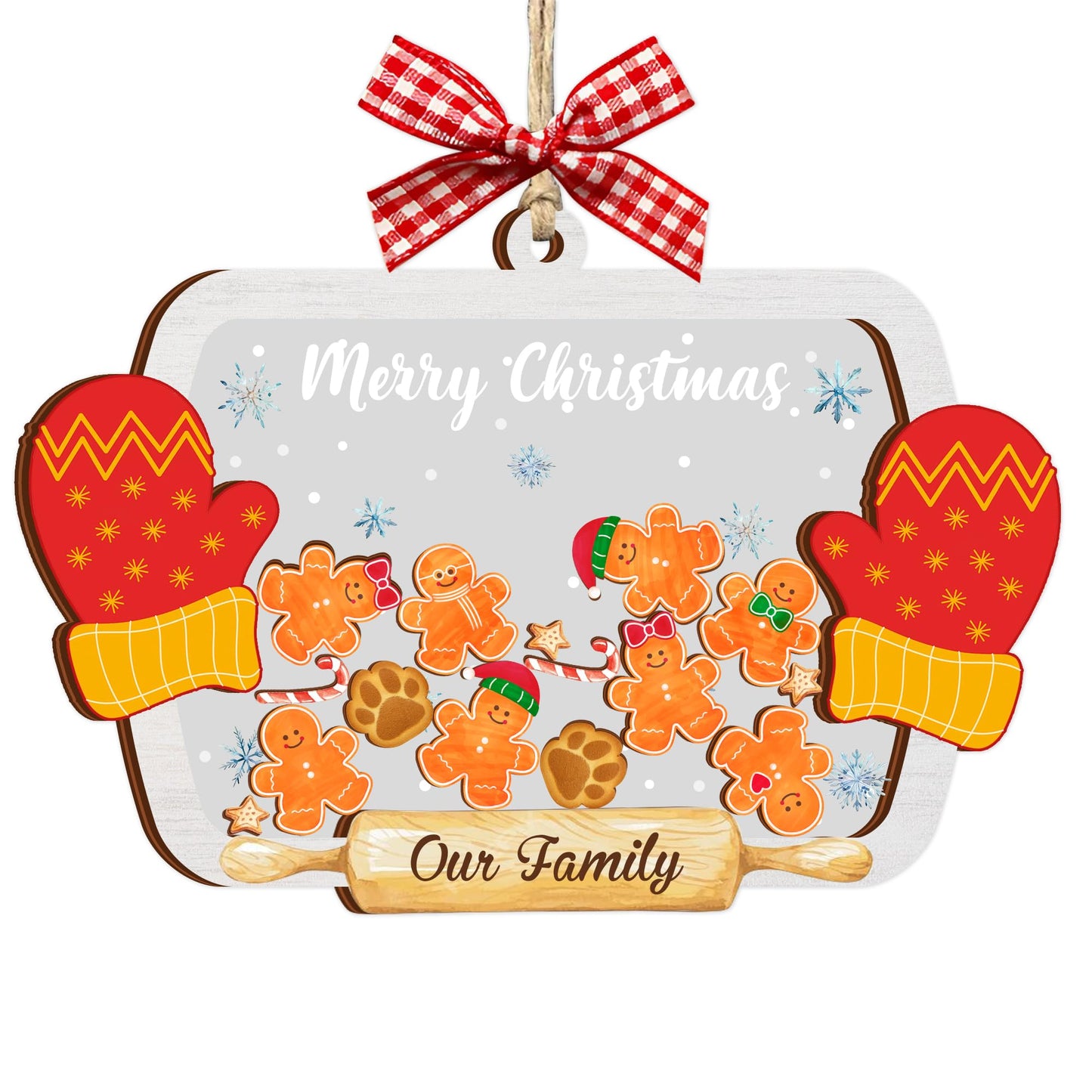 Funny Family Shaking Gingerbread Christmas Ornament DIY 1-15 Names New Year Party Home Decoration Xmas Tree Hanging Ornament Keepsake Gifts for Family Friend (Style 1)