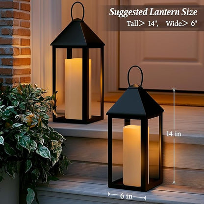 4" x 12" Large Waterproof Outdoor Flameless Candles Battery Operated LED Flickering Pillar Candles with Remote and Timer for Indoor Outdoor Lanterns, Off White, Long Lasting, Set of 2