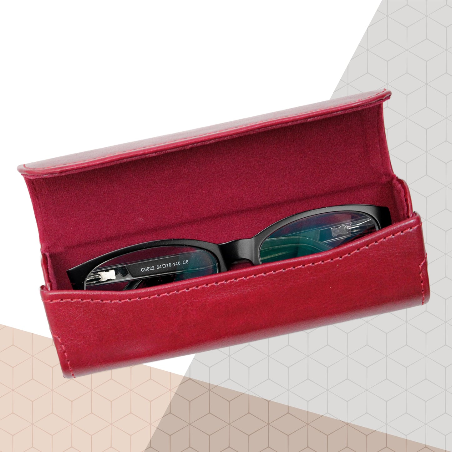 Orsus Burgundy Hard Reading Glasses Case for Women, PU Leather Eyeglass Case with Magnetic Closure & Felt Lining B10RD