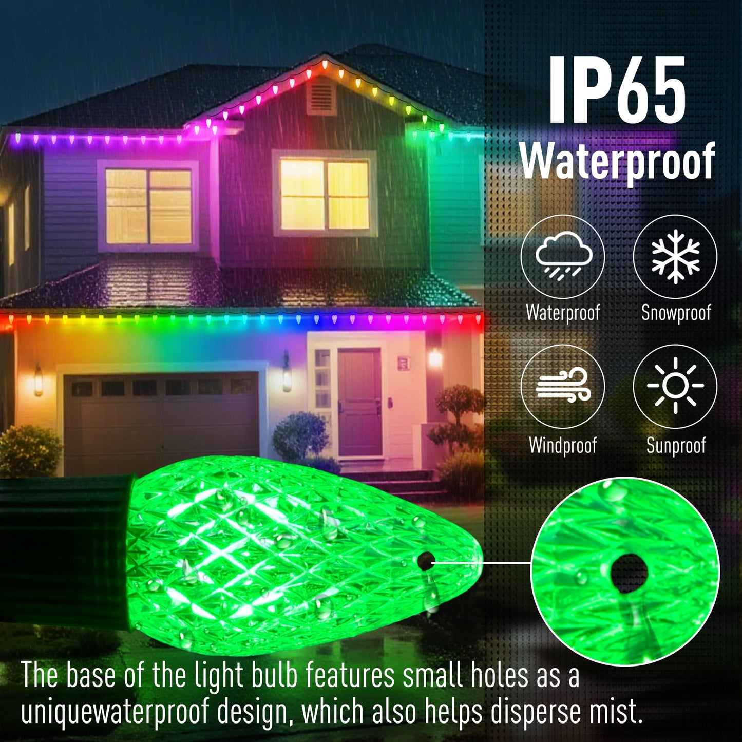 Aoyccor Smart C9 LED Christmas Lights Outdoor, 118 FT 150 LED