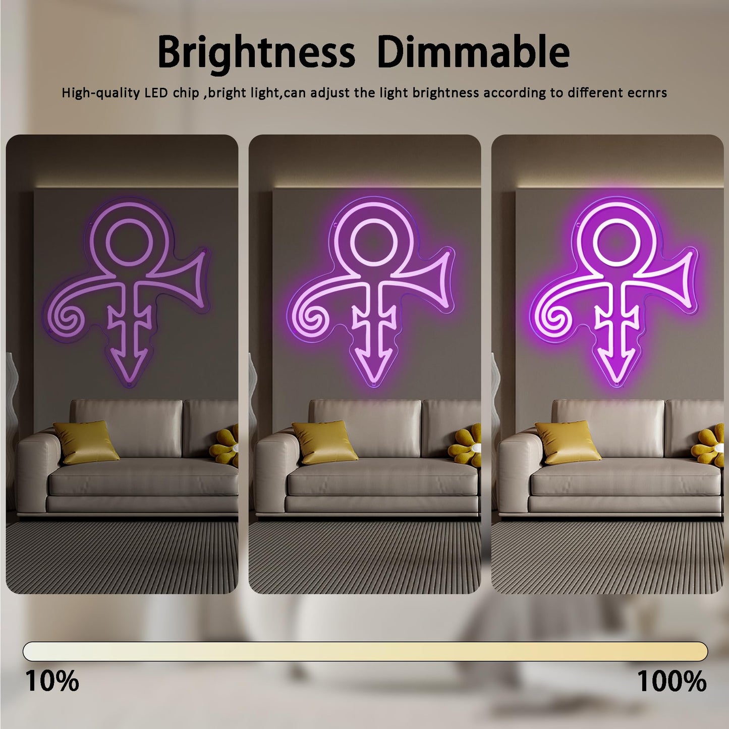 Prince Purple Symbol Neon Signs for Wall Decor,Dimmable Music Singer Love Symbol Sign,USB Powered Neon Light for Dorm Man Cave Bar Music Studio Party Birthday Gifts(11.8 * 13.3in)