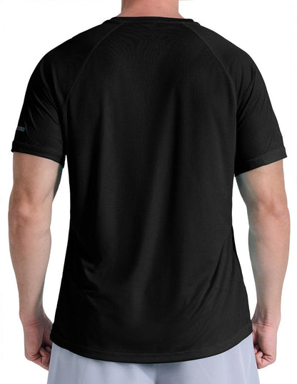 DFSOFT Men's Short Sleeve Workout Shirts Quick Dry Lightweight T-Shirts Gym Running Athletic Tshirt for Summer Black L