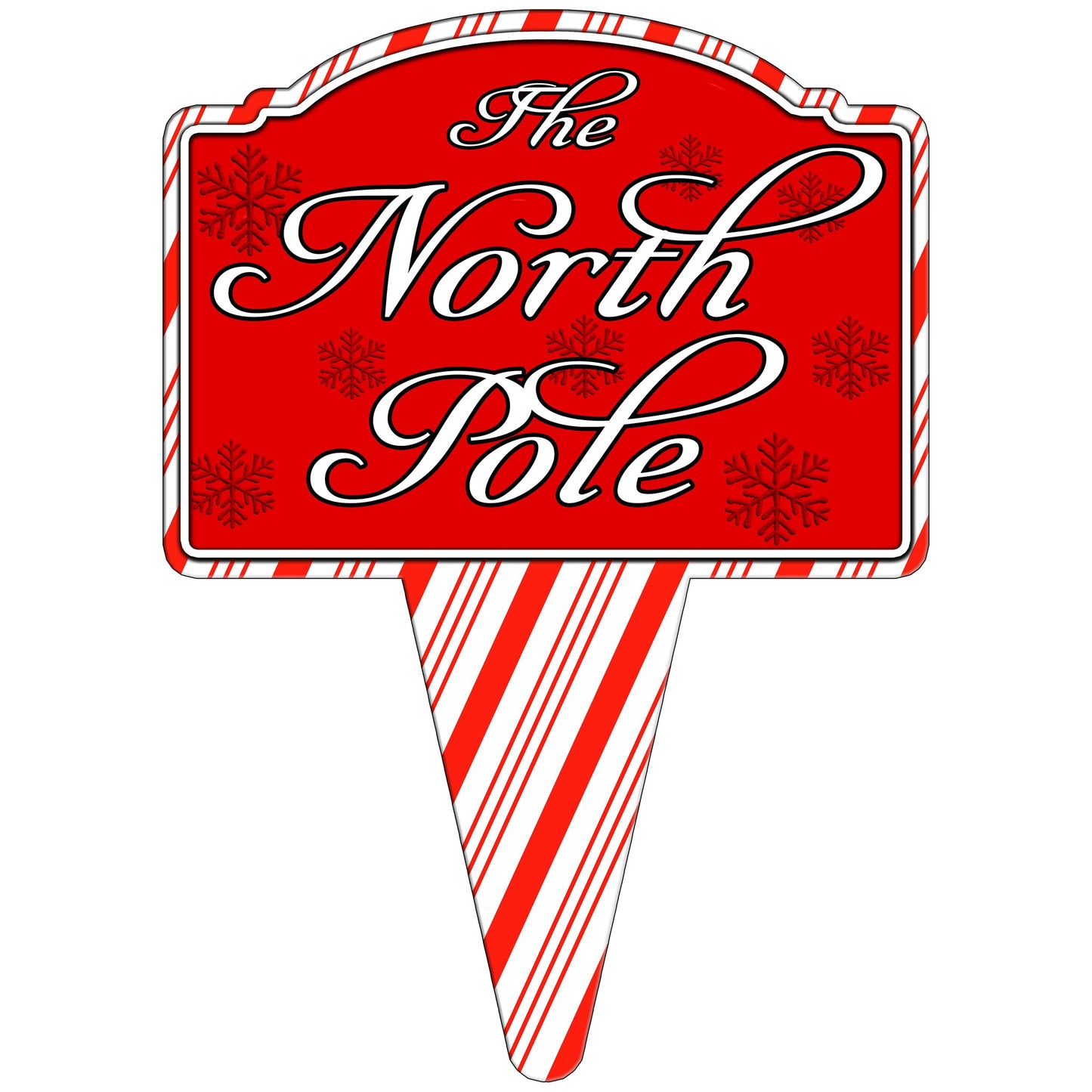 North Pole Santa Home Candy Cane Christmas Holiday Yard Sign For Lawn Grass Home or Business Front Door Durable Metal Built In Stake St. Nicholas Claus Xmas