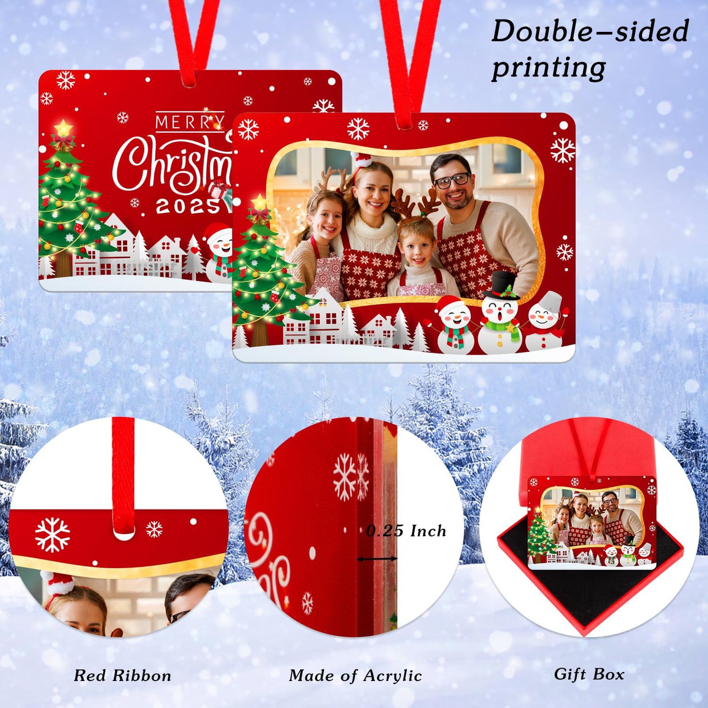 PETCEE 2025 Family Picture Frame Christmas Ornaments - Family Personalized Photo Frame Ornaments for Christmas Tree Decorations for Families Friends Women Girls Sisters
