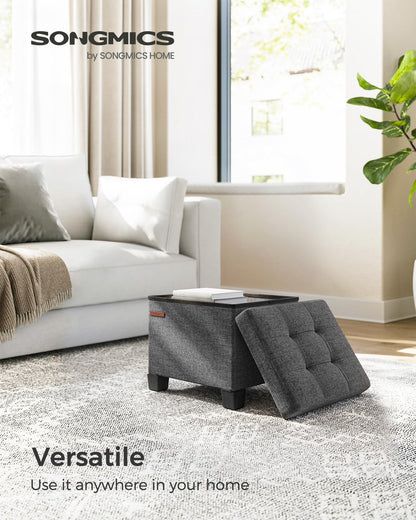 SONGMICS Storage Ottoman, Small Ottoman Foot Rest with Legs, 12.6 x 15.7 x 13.2 Inches Foot Stool, Load up to 660 lb, for Living Room, Bedroom, Dorm, Slate Gray ULSF012G01