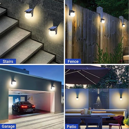 Solar Wall Lights Outdoor, 2 Pack, 3 Lighting Modes, IP65 Waterproof, Wireless Solar Powered LED Lights for Backyard, Garden, Fence, Patio, Front Door - Bright & Durable Outdoor Lighting-White