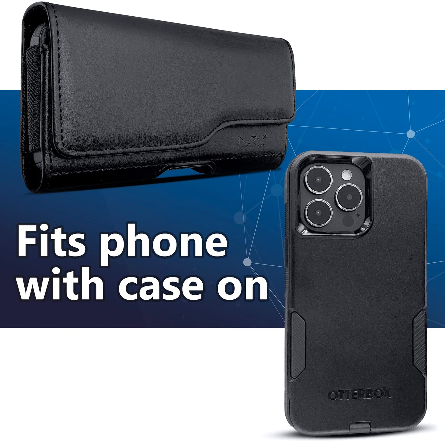 DeBin Cell Phone Belt Case Compatible with Samsung Galaxy Ultra Models (S25 S24 S23 S22 S21), A54/A53/A25/A15, Premium Leather, Magnetic Flap Holster & ID Card Pouch Holder, Black