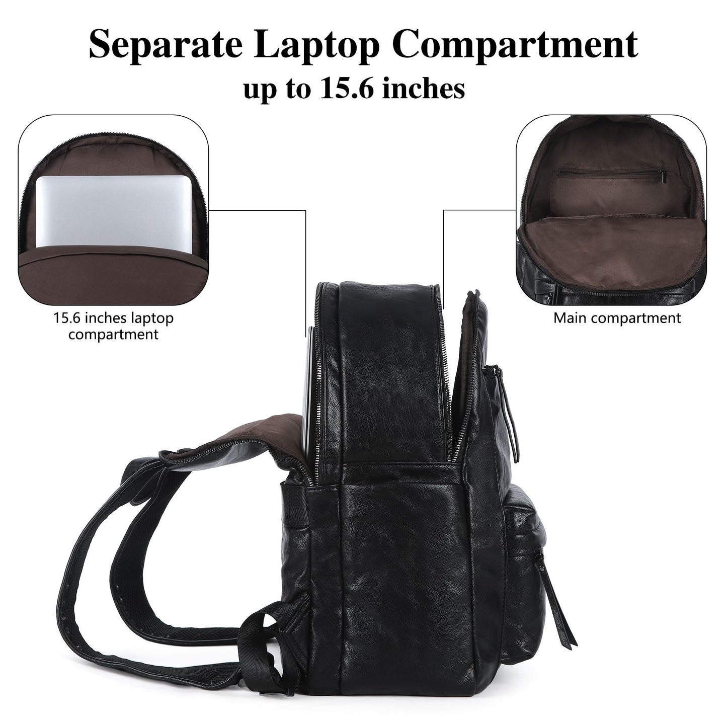 ZOCAI Large Leather Backpack Purse for Women – Vegan Retro Leather Travel Backpack for Women with Compartment, Multiple Pockets Roomy Large Capacity Daypack for Work Traveling.