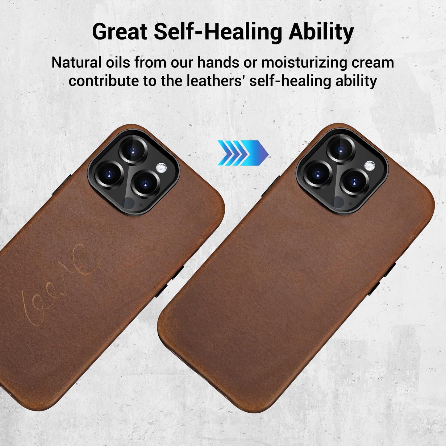 Belemay Compatible with iPhone 14 Pro Leather Case Magsafe - Top Grain Vintage Crazy Horse Leather - Metal Buttons & Camera Bezel Bump - Slim Fit & Soft - Premium Phone Cover (6.1-inch) Retro Brown