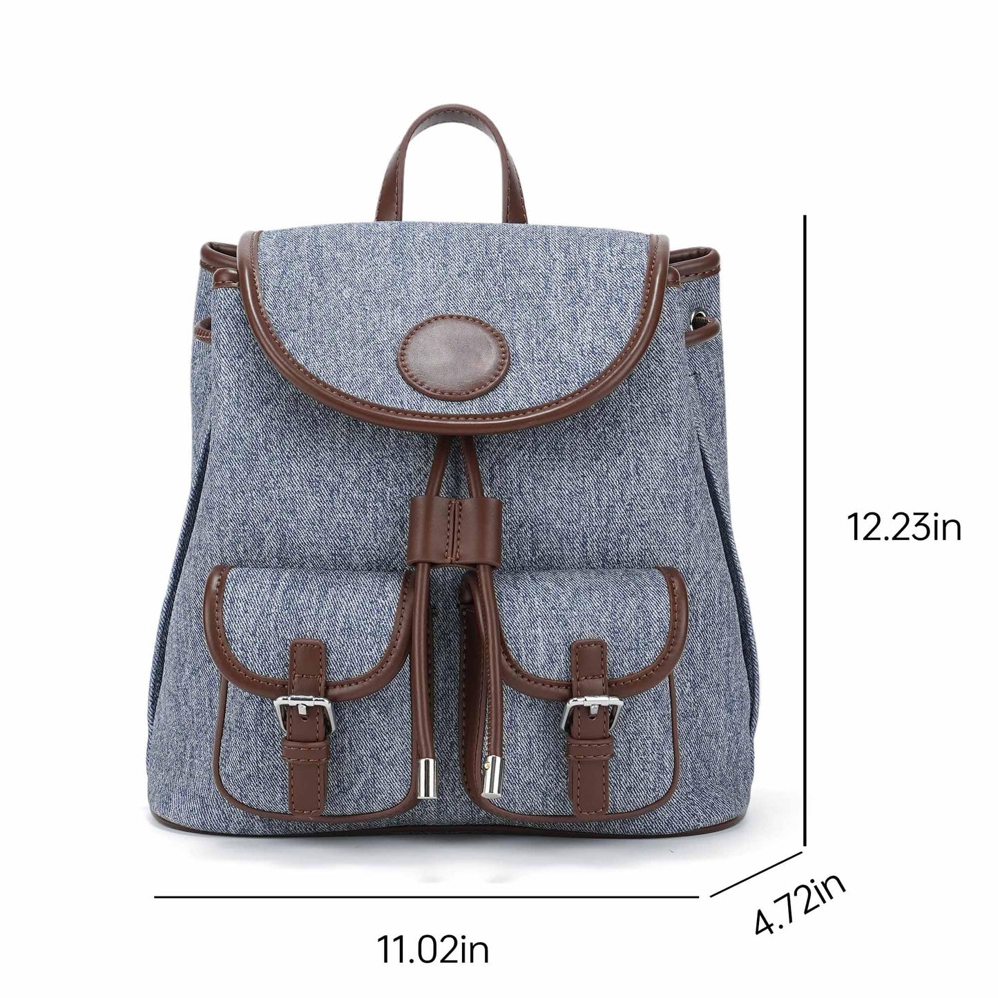 Goinsound Vintage Mini Backpack for Women, Vegan Leather Drawstring Backpack Purse with Buckle Pockets, Small Casual Daybag