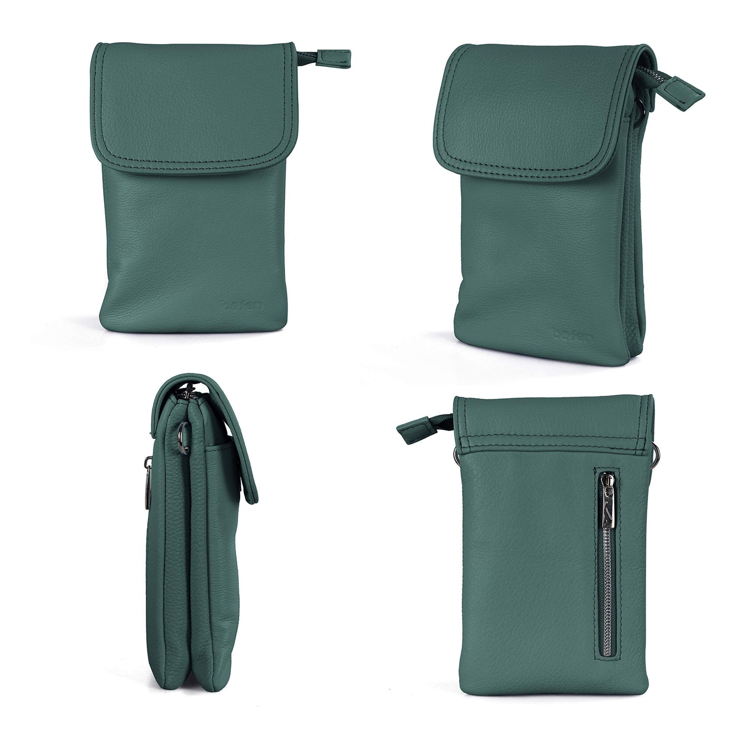 befen Genuine Leather Cell Phone Purse Crossbody, Small Travel Crossbody Bags for Women Trendy Spring Summer, Fit iPhone 15 - Hunter Green
