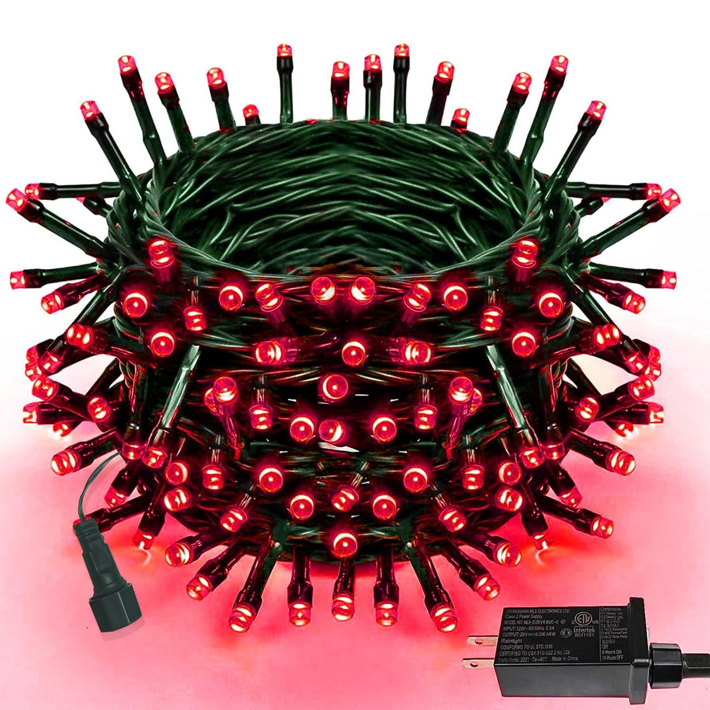 Upgraded 75.8 FT 200 LED Red Christmas Lights Outdoor Indoor, Memory Function & Timer & 8 Modes, Extendable Green Wire Waterproof String Light for Christmas Tree Party Wedding Home Garden Decorations