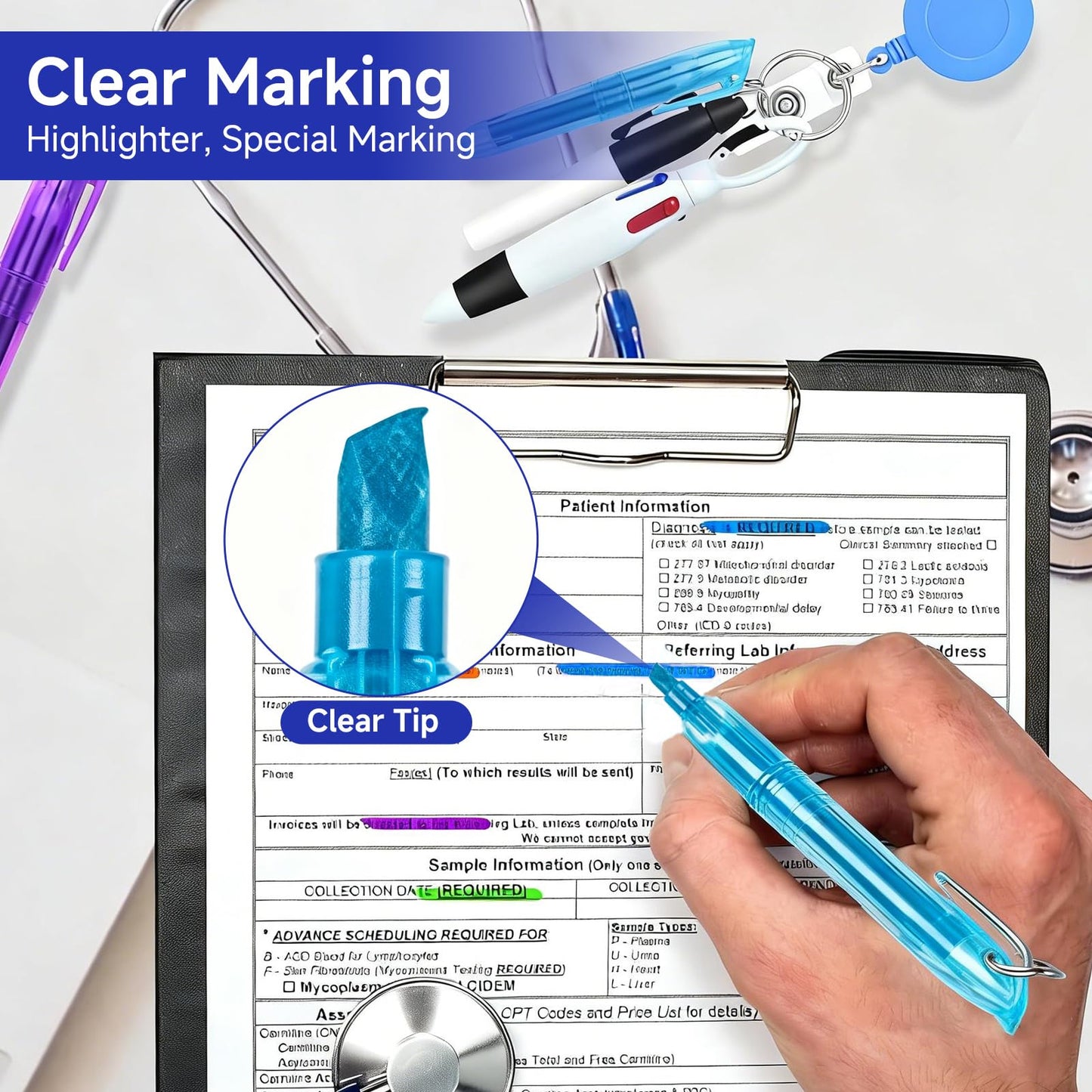 DHDHXDY 24-Piece Nurse Pen Set - Nursing Office Stationery, 4-in-1 Multi-Color Ballpoint Pen Nurse Accessory Set, Suitable for Nurses, Medical Students, and Healthcare Professionals (Purple)