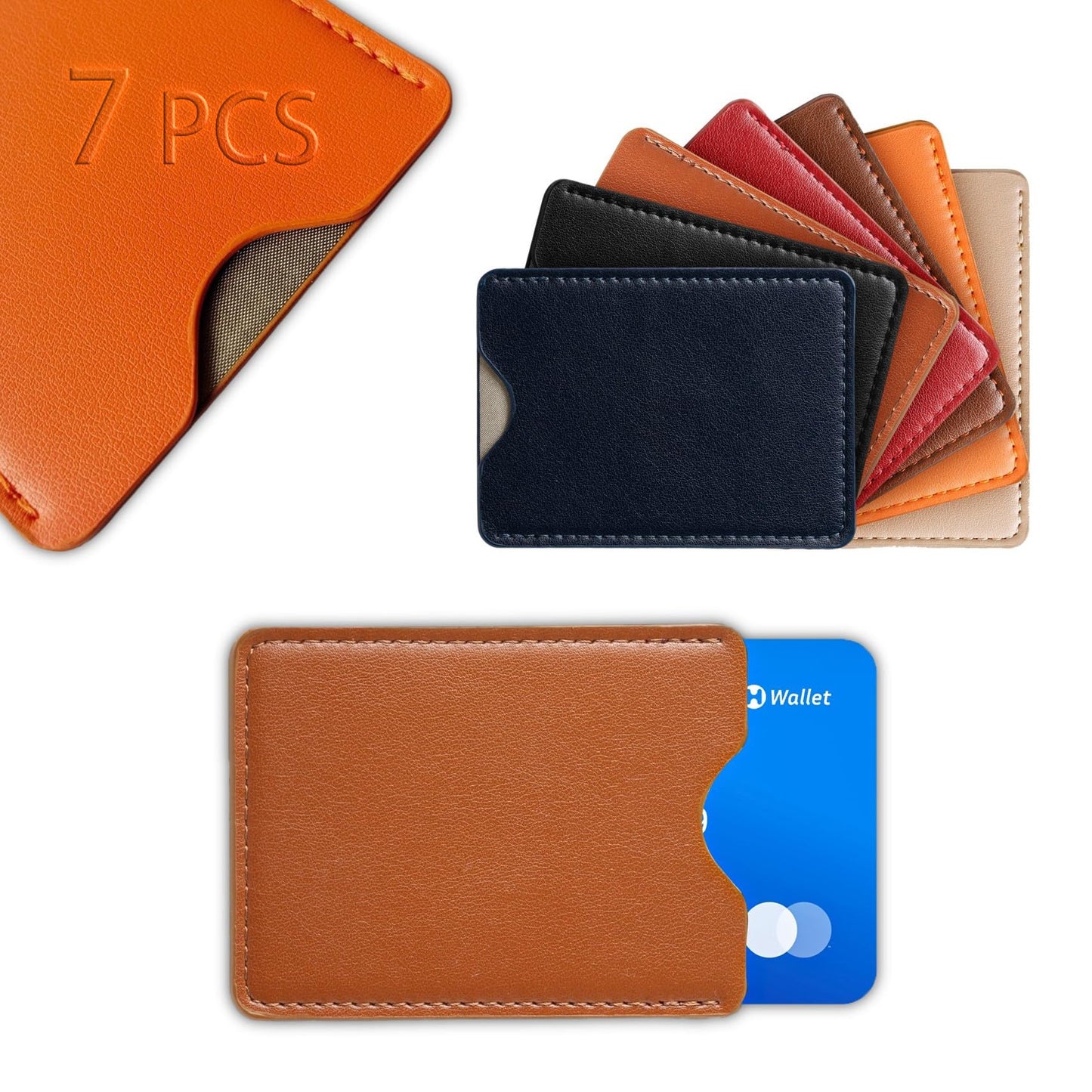 RFID blocking sleeves Universal for travel and business, 7 Pcs Multicolor Luxury Leather Credit Card Cover Protect Cards from Electronic Theft, social security Card Holder Fit in Purse&Wallet