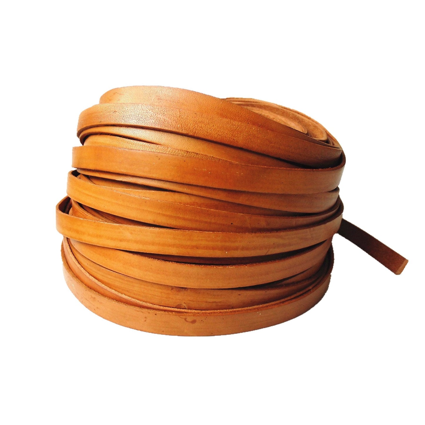 Glory Qin 5 Yards 10mmx2mm Genuine Cow Hide Flat Leather Strip, 10mm Wide Real Leather Craft for Jewelry Making LeatherRush (Natural)