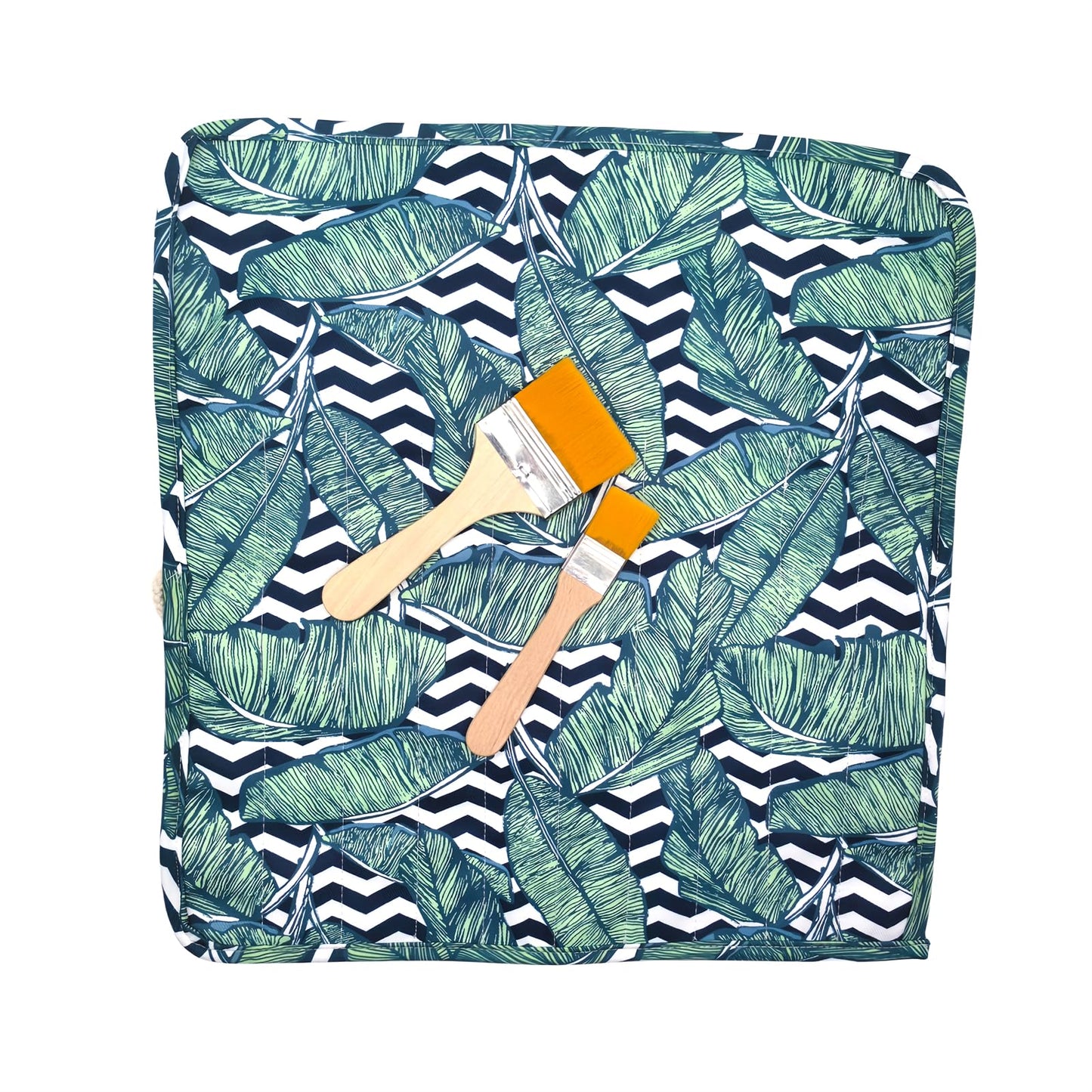 Funny live Paint Brush Holder Art Supplies, Artist Brush Holder & Storage Organizer Roll-Up Case Bag, Protect Acrylic Oil Watercolor Paintbrushes (Green Leaf 20 Slot Pockets)