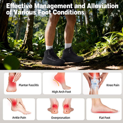 Men's Orthopedic Wide Mid Trekking Hiking Boots: Comfortable Plantar Fasciitis Orthotic Arch Support Bunions Recovery Sport Boot, Leisure Slip Resistant Outdoor Hang Out Walking Shoes Black Size 11