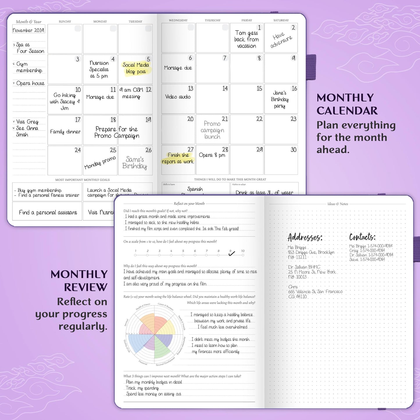 Legend Planner PRO – Deluxe Weekly & Monthly Life Planner to Increase Productivity and Hit Your Goals. Time Management Organizer Notebook – Undated – 7 x 10" Hardcover + Stickers – Dark Purple