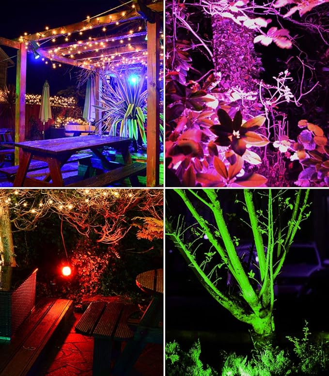 Solar Spot Lights Outdoor, 9 Color Modes, 18 LED Spotlight, 600LM Landscape Lights, Solar Powered for Garden, Yard, Driveway, Tree, Christmas, Halloween Decor (4 Pack)
