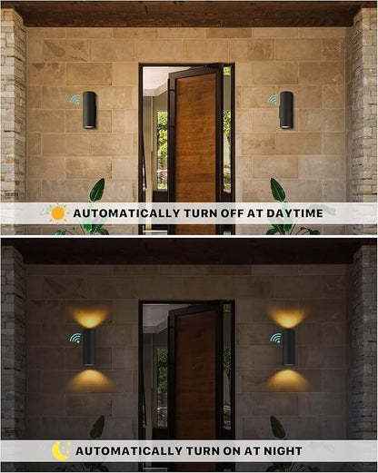Ken & Ricky Dusk to Dawn Outdoor Lighting,Outdoor Wall Sconce Lights, Black Exterior Lighting Fixtures,Cylinder Outdoor Light Fixtures for House Garage Front Door Patio Entryway 1 Pack