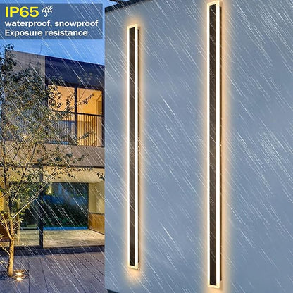 2 Pack 92 Inch Modern Outdoor Wall Light, 3000K-6000K Dimmable Black Exterior Wall Light Ip65 Waterproof Modern Porch Lights Outdoor, Linear Outside Lighting for House Exterior Patio Garage
