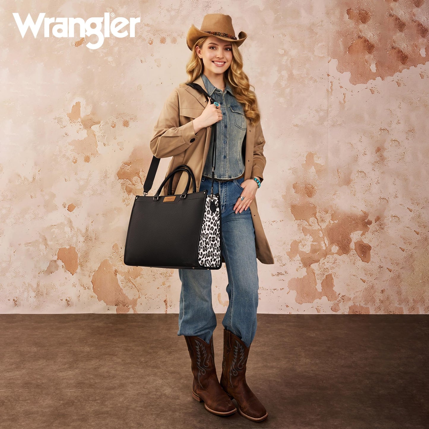 Wrangler Laptop Tote Bag for Women Western Style Work Crossbody Bag with Top Handle AR-WG389-8119BK