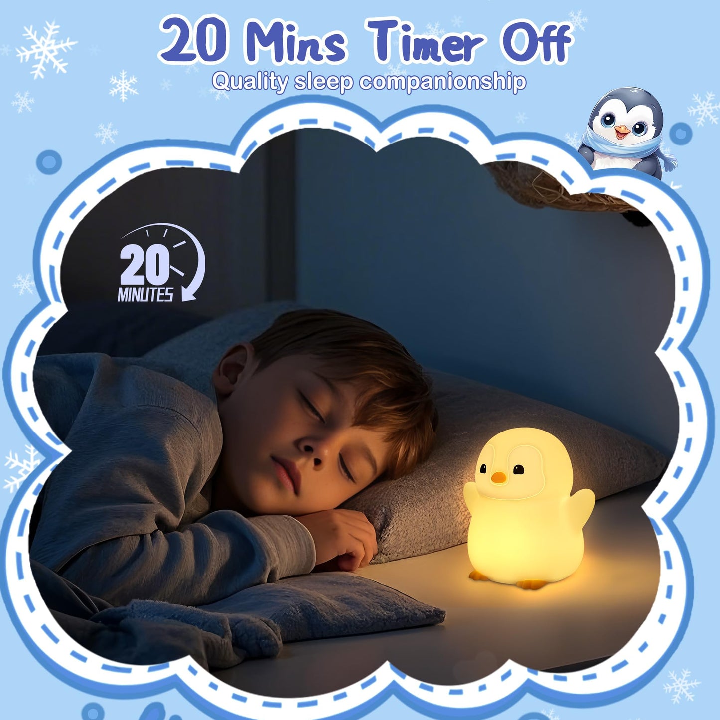 YuanDian Penguin Night Light, Cute Animal Themed Gifts for Adults and Teens. Decorate Bedrooms with Silicone Penguin Toy Nightlights, Christmas Birthday Gift for All