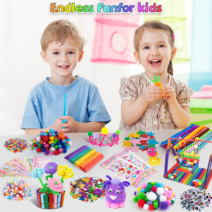 Sundaymot Arts and Crafts Supplies for Kids, 2000+Pcs DIY Craft Kits, Ages 6-10, Educational Preschool and Homeschooling Arts Programs, Children Craft Kits, Gifts for Boys and Girls.