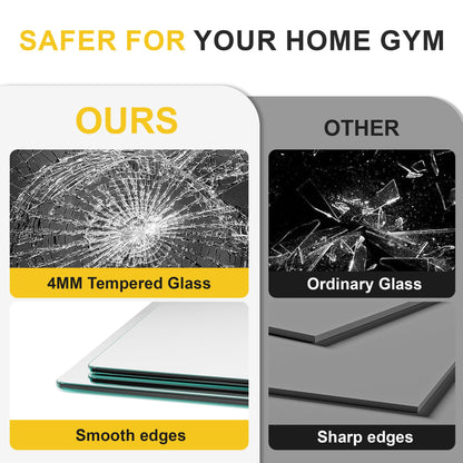 LAWADA Home Gym Mirror for Wall, 48"x28"-2 PCS Full Length Workout Mirrors, Tempered Glass, HD Reflection, Large Frameless Body Mirror for Home Gym, Garage, Yoga, Dance, Bedroom(Silver)