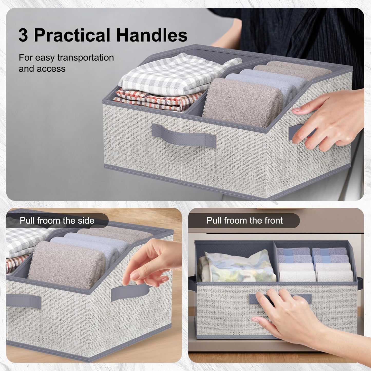 Wrrlors Fabric Wardrobe Storage Bins -6 Pack， Large Pink Foldable With Handles And Dividers Trapezoidal Wardrobe Storage Boxes, Suitable For Storing Clothes, Books, Wallets, Toys, Etc.