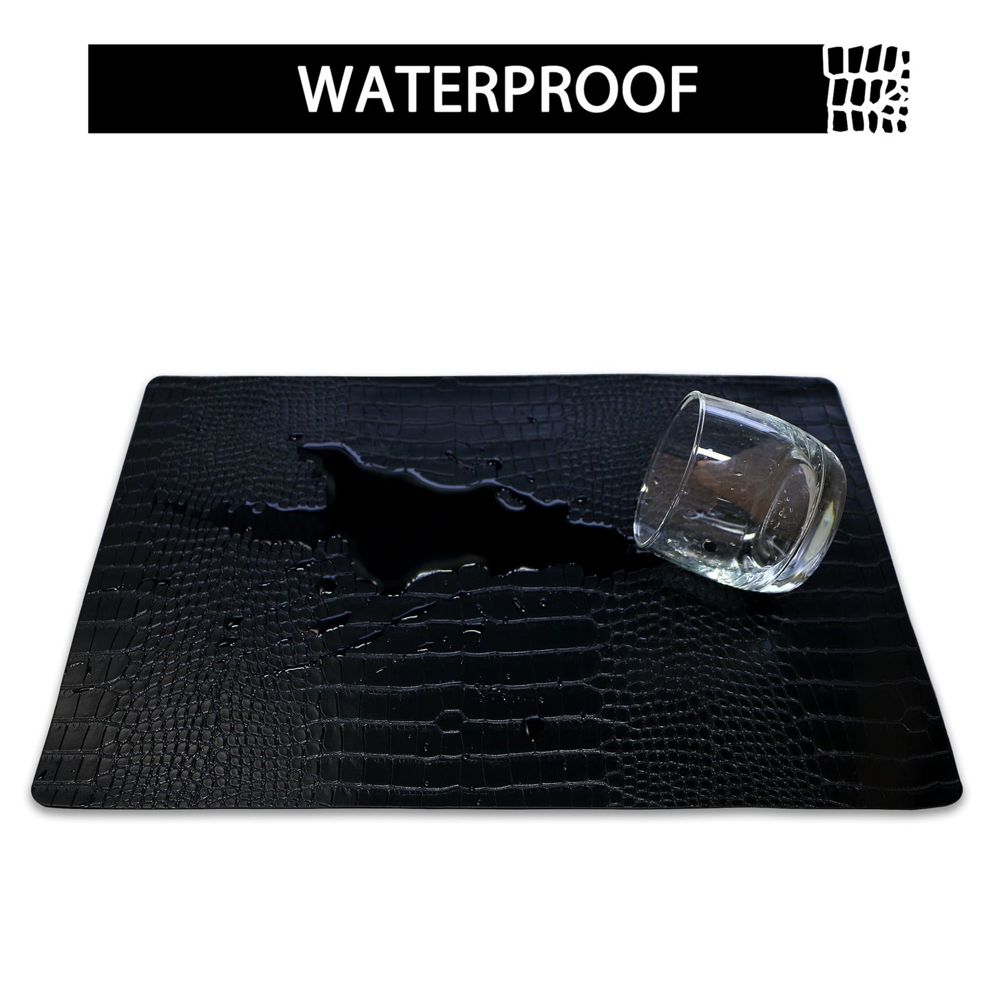 Set of 4 Faux Leather Placemats, PU Table Mats, Waterproof, Stain Resistant, Heat Resistant, Easy to Clean for Kitchen Dining Table,Conference Table