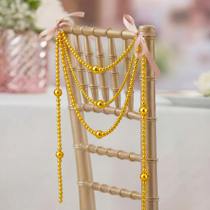 Yalikop 11.8 ft Gold Faux Pearl Beads Garland for Wedding Pearl Garland Strand Chain Wedding Decoration for Floral Centerpieces Bridesmaid Party Favor Mantel Fireplace Stairs