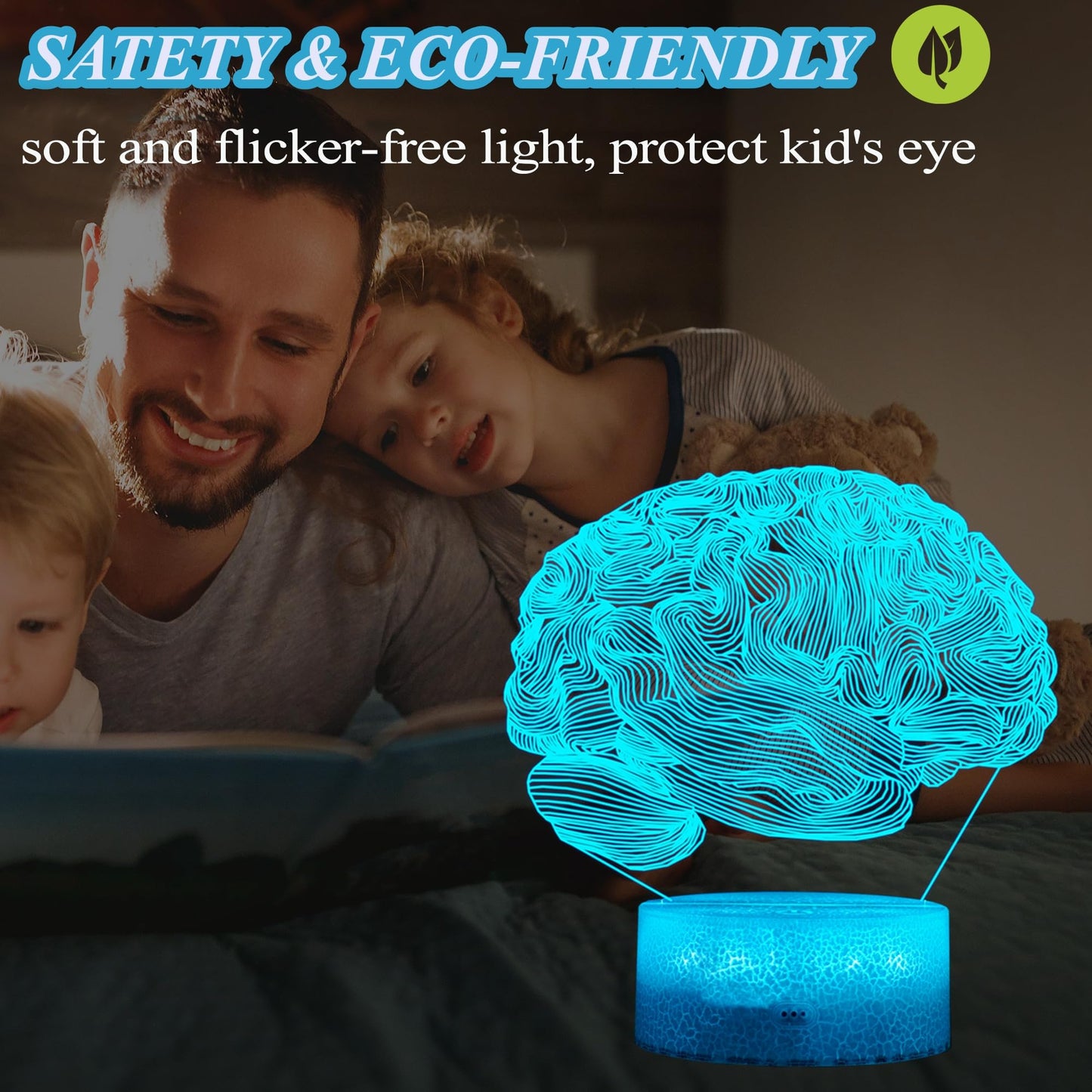 POSSHE Neurology Gifts, 3D Brain Illusion Lamp, Night Light with16 Colors Changing, Remote Control, Timer, Dimmable, Kids Room Decoration, Xmas Brain Model Gifts