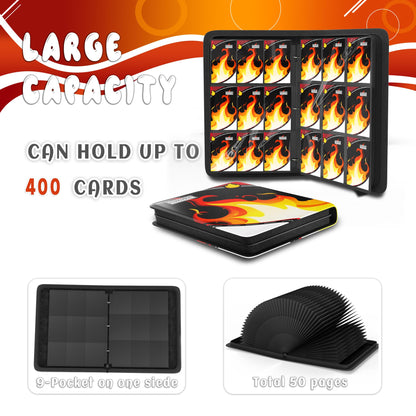 Trading Card Binder 9 Pocket, Binders for Cards 900 Pockets Holder Book with 50 Removable Sleeves, 3 Ring Zipper Card Album Bunder for TCG MTG Sports Cards, Standard Size Collectible