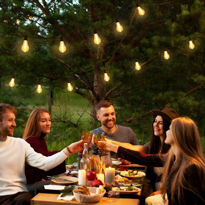 Larkvue 100FT LED Outdoor String Lights, Waterproof Patio Lights with 32 Shatterproof Dimmable 2700K A39 Bulbs Hanging Lighting for Outside Backyard