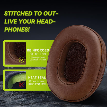 Aurivor Genuine Leather Ear Pads Cushions for Audio-Technica ATH MSR-7, Headset Earpads Covers for M50X M40X M30X M20X, HyperX Cloud, SteelSeries Arctis 1 3 5 7 9 9X Pro Prime, Stealth 600 & More