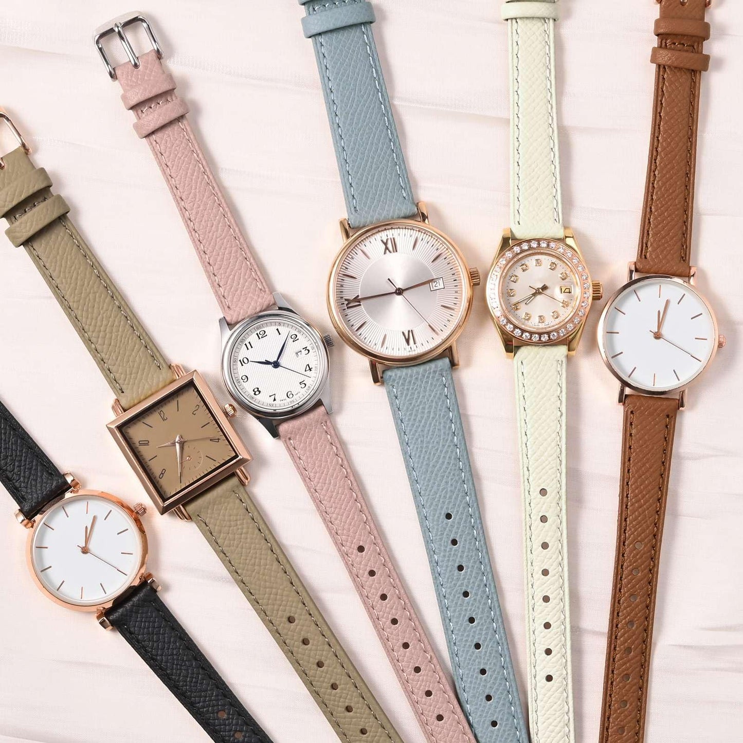 WOCCI 14mm Grace Watch Band for Ladies, Top Grain Leather, Quick Release Replacement Strap with Gold Buckle (Tea)