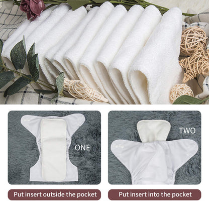 ALVABABY Baby Cloth Diaper 6 Pack with 12 Inserts One Size Cloth Diaper Covers Adjustable Washable Reusable for Baby Girls and Boys