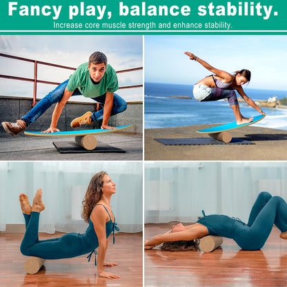 Healfith Balance Boards for Adults,Balance Trainer - Wooden Balance Board,Surface anti-slip treatment Including Roller,Half Ball And Balance Ball