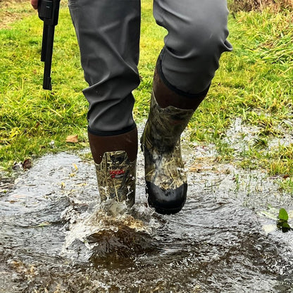 8 Fans Rubber Hunting Boots for Men, Waterproof Outdoor Boots, Insulated 1000G Thinsulate Warm, 5mm Neoprene Camo Boots, 17” Tall Shaft for Wet & Rough Terrain, Anti-Slip Sole for Hunting & Work